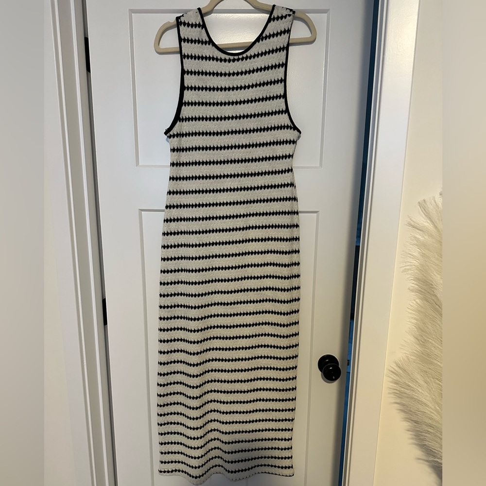 Topshop black/white striped maxi dress